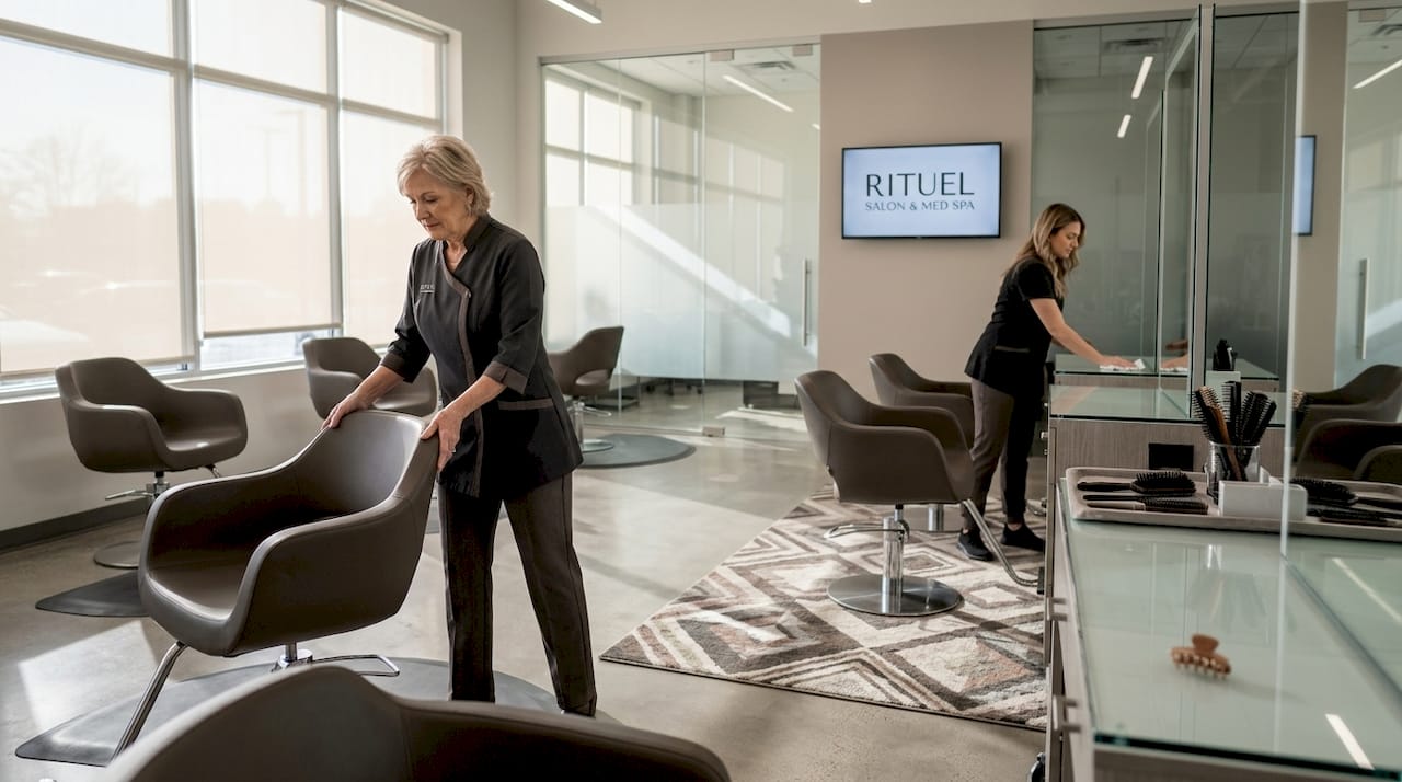 Luxury salon interior with strategic spacing
