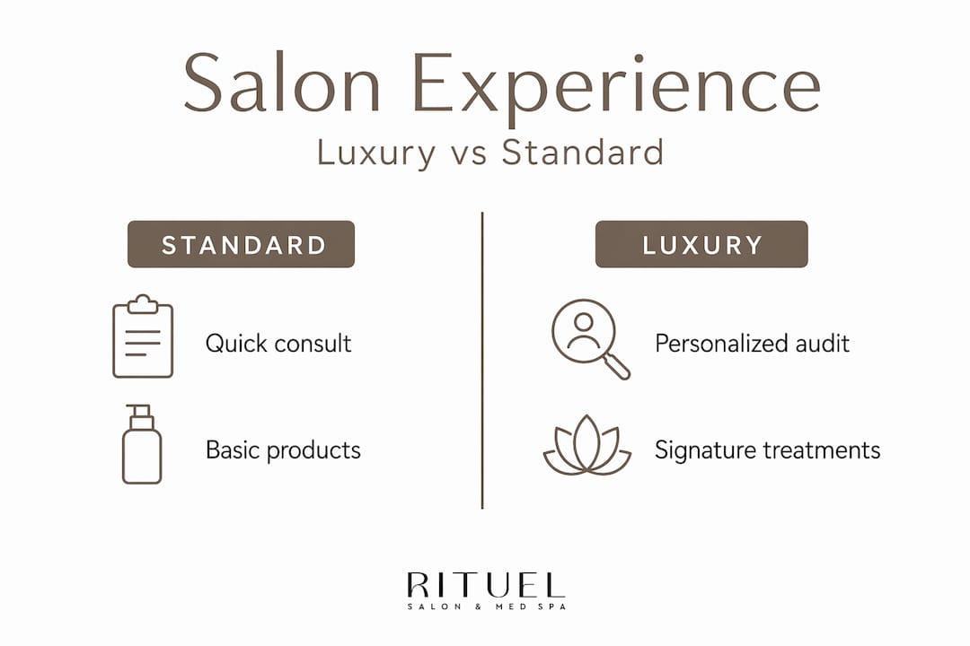 Infographic comparing standard and luxury salons