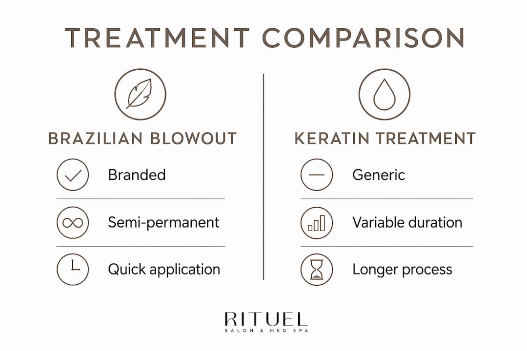 Infographic comparing Brazilian Blowout and keratin treatments