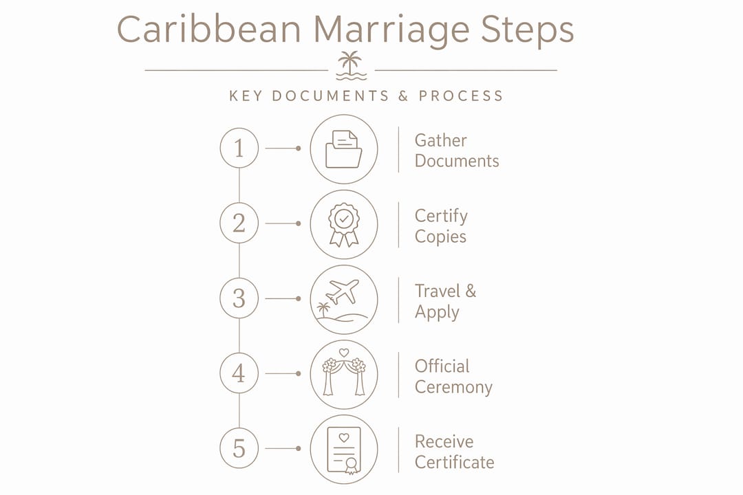 How to Get Married Legally in the Caribbean 2 Infographic outlining Caribbean marriage process steps