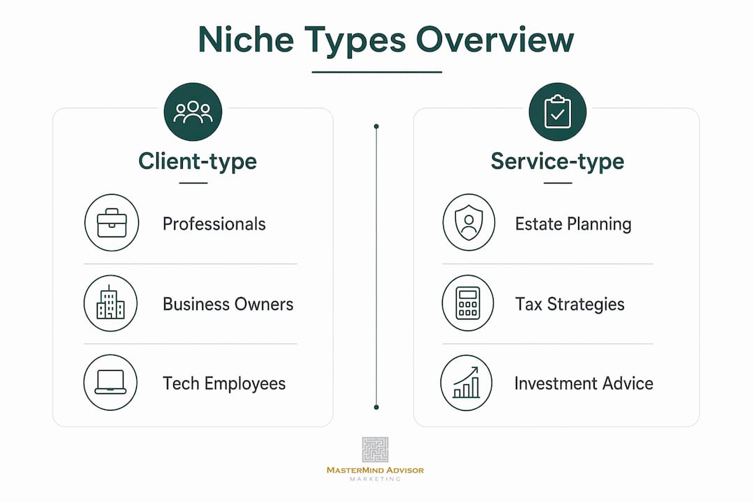 Infographic comparing client-type and service-type niches
