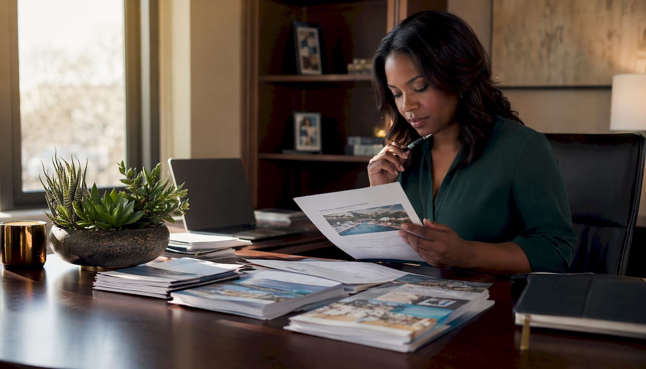 Advisor reviewing client incentive documents