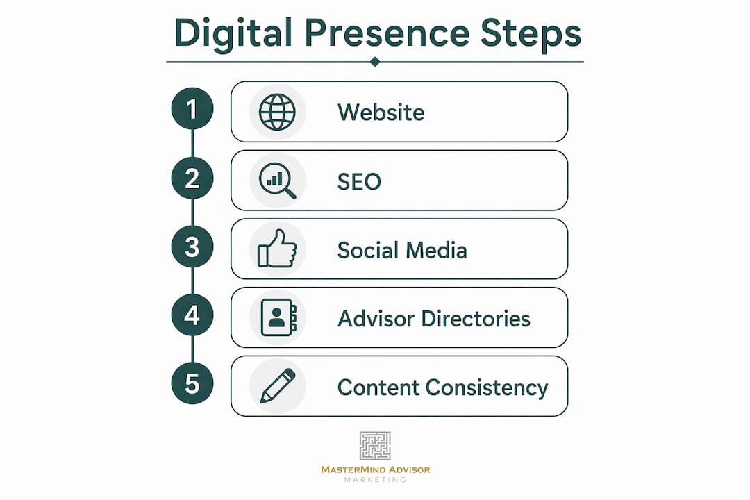Infographic showing key digital presence steps