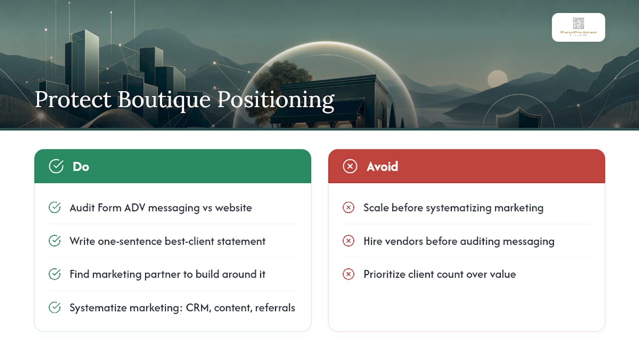 Why boutique positioning is worth protecting — overview diagram