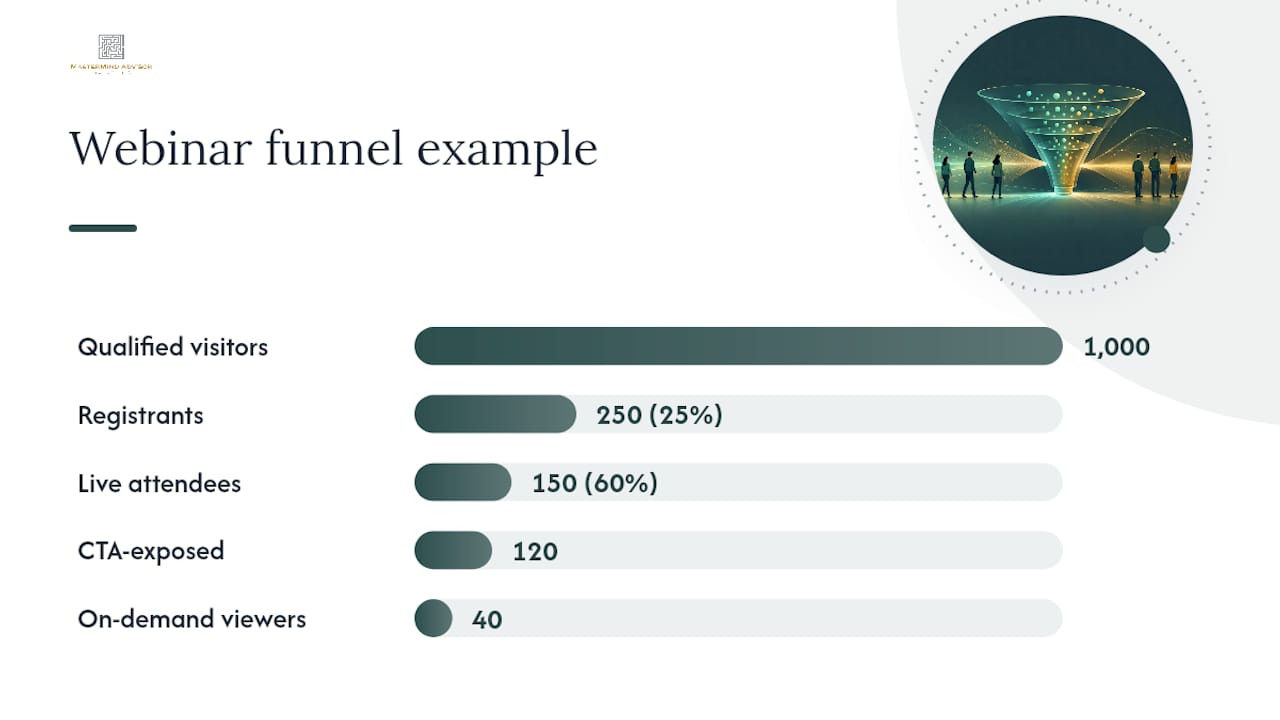 Worked webinar conversion funnel with stage rates