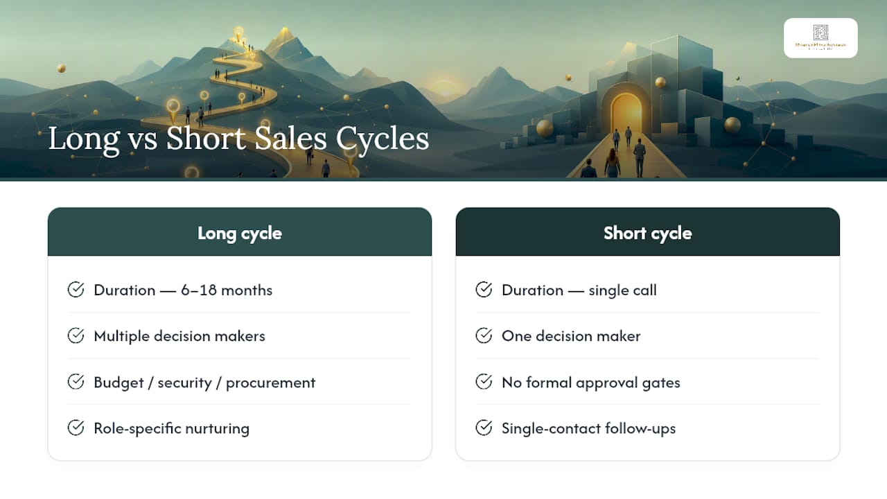 What Defines a Long Sales Cycle (and Why Short-Cycle Tactics Fail) — overview diagram