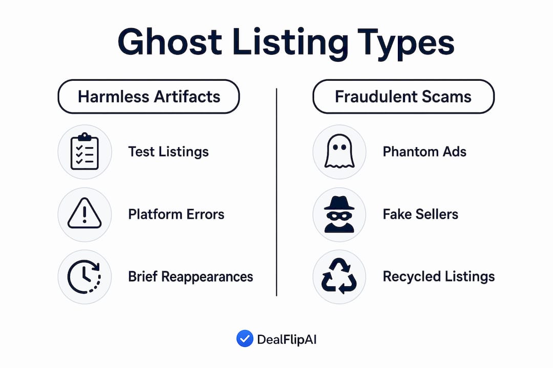 Infographic comparing types of ghost listings