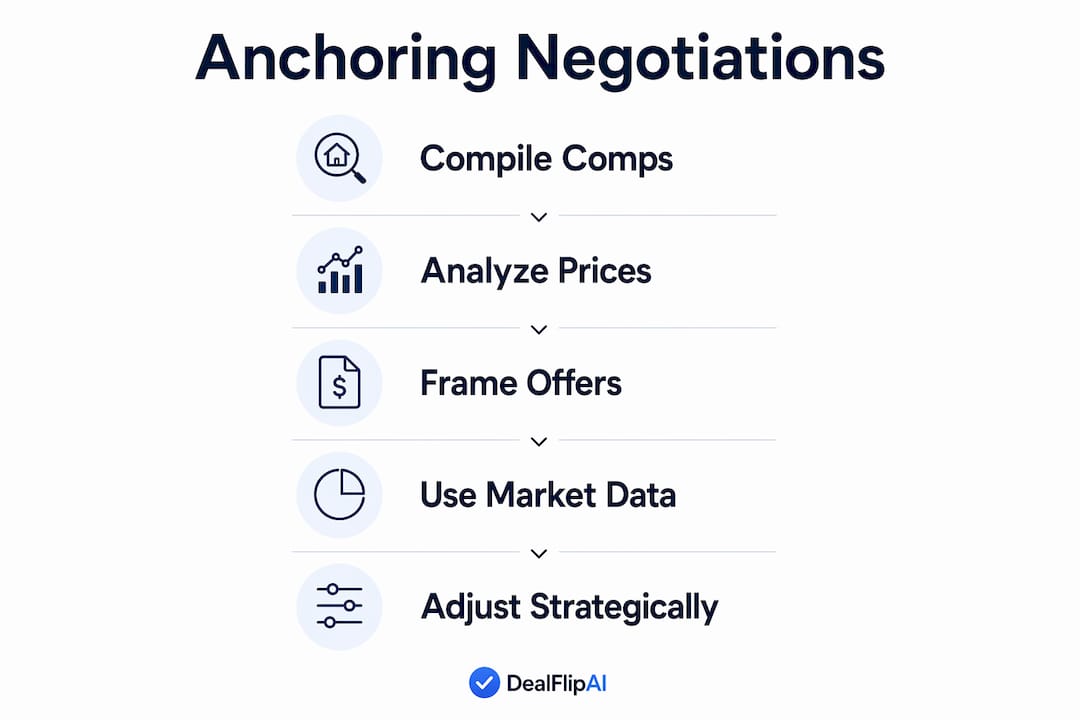 Infographic illustrating steps to anchor negotiations