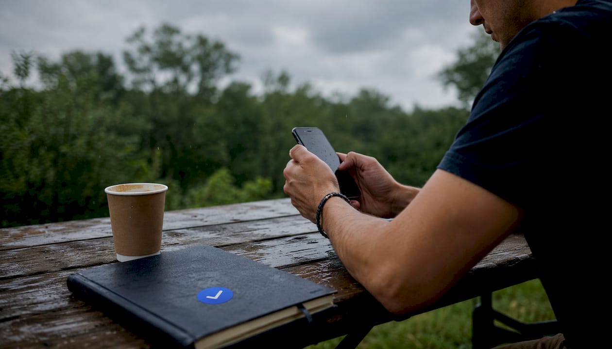 Hands using smartphone app for deal hunting