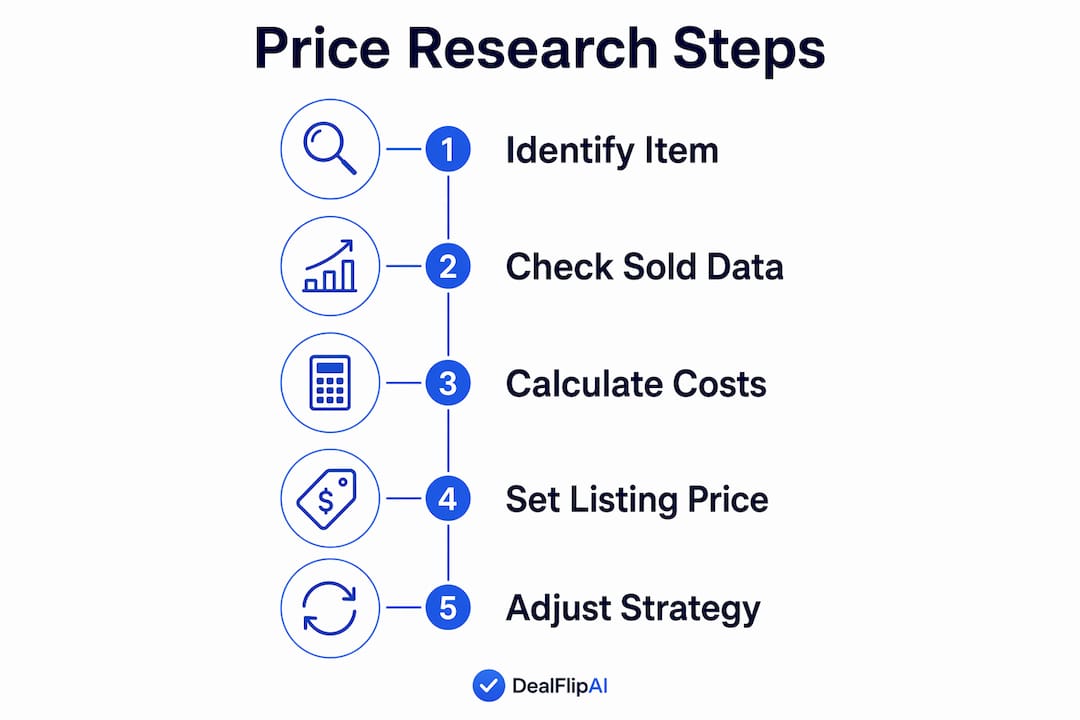 Infographic illustrating steps in price research