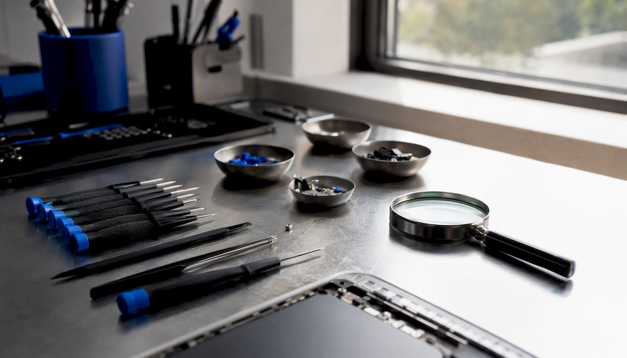 Electronics repair tools setup