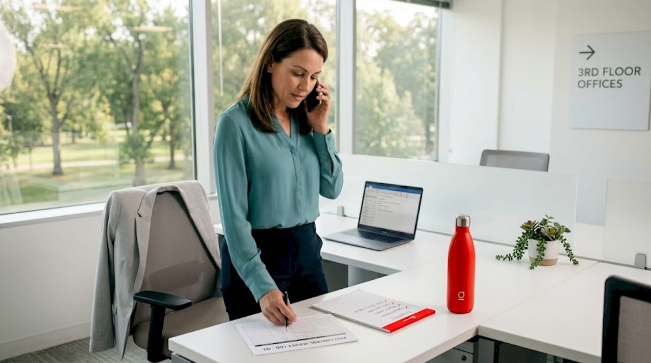 Manager arranging pest control in modern conference room