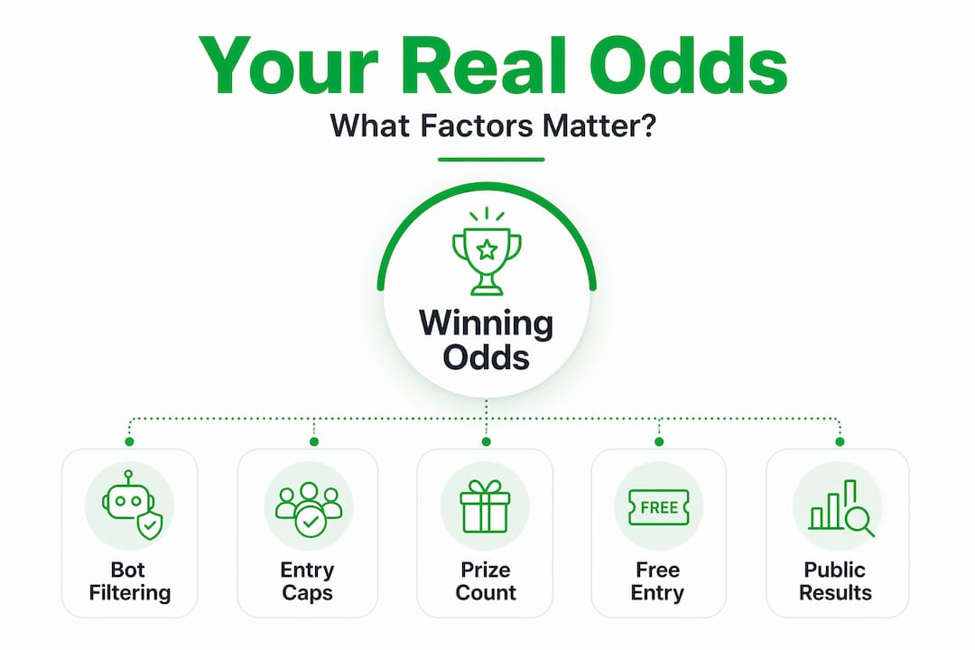 Infographic explaining key factors of giveaway odds