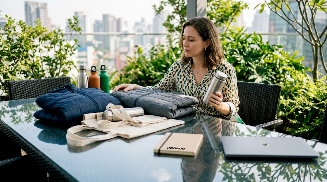 Marketing manager reviewing practical giveaway prizes