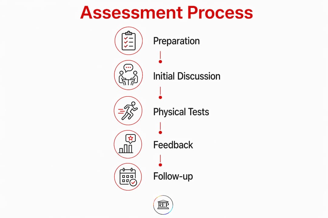 Infographic outlining steps of a fitness consultation
