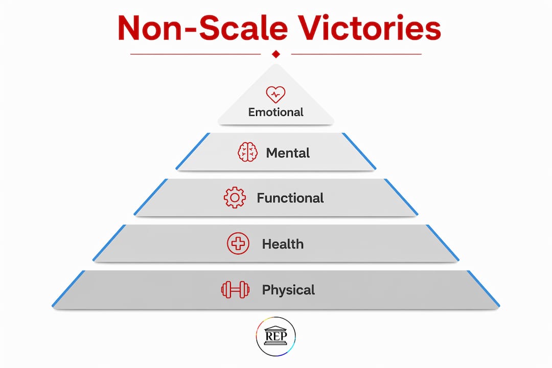 Infographic depicting hierarchy of non-scale victory categories