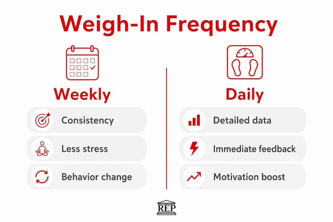 Infographic comparing weekly and daily weigh-ins