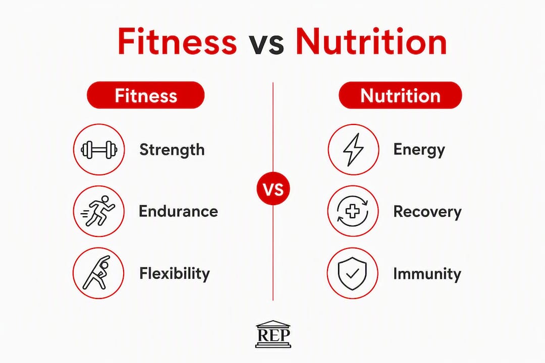 Infographic comparing fitness and nutrition benefits