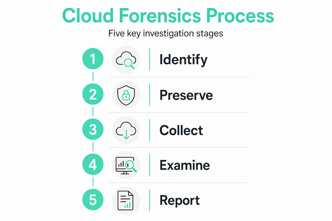 Infographic outlining cloud forensic investigation steps
