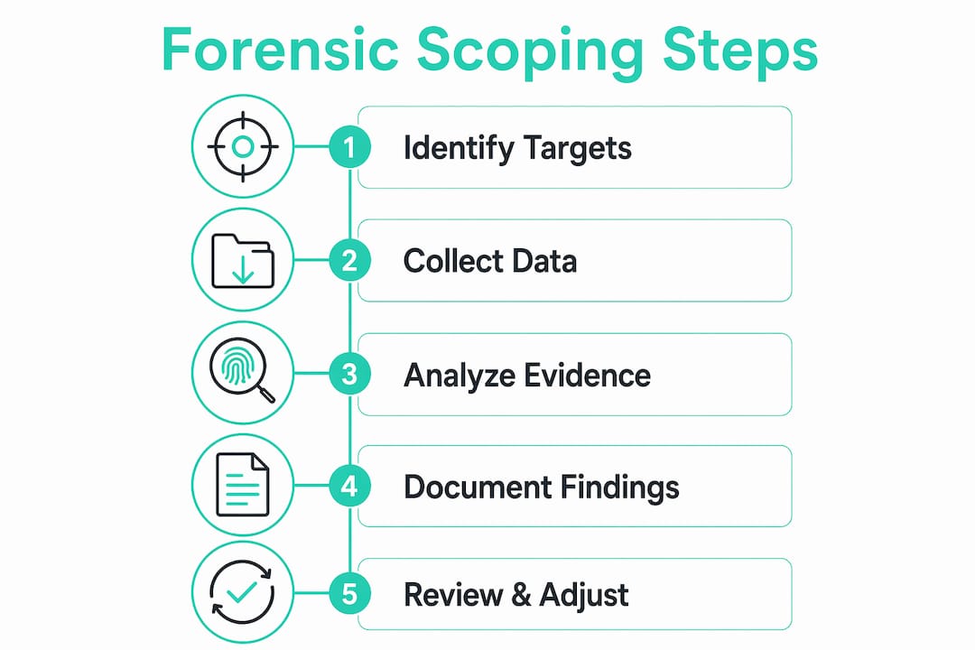 Infographic showing forensic investigation steps