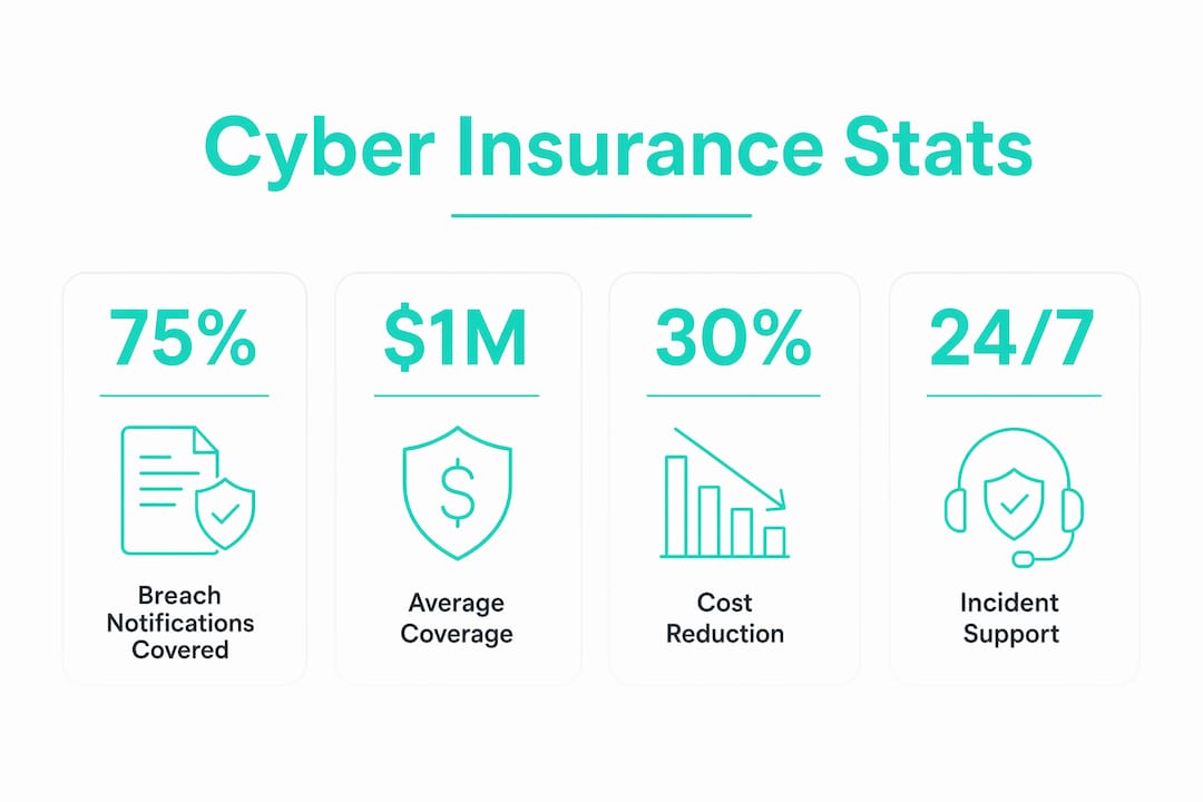 Infographic displaying key cyber insurance statistics