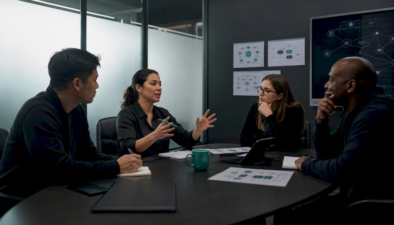 Diverse team discussing cyber incident roles