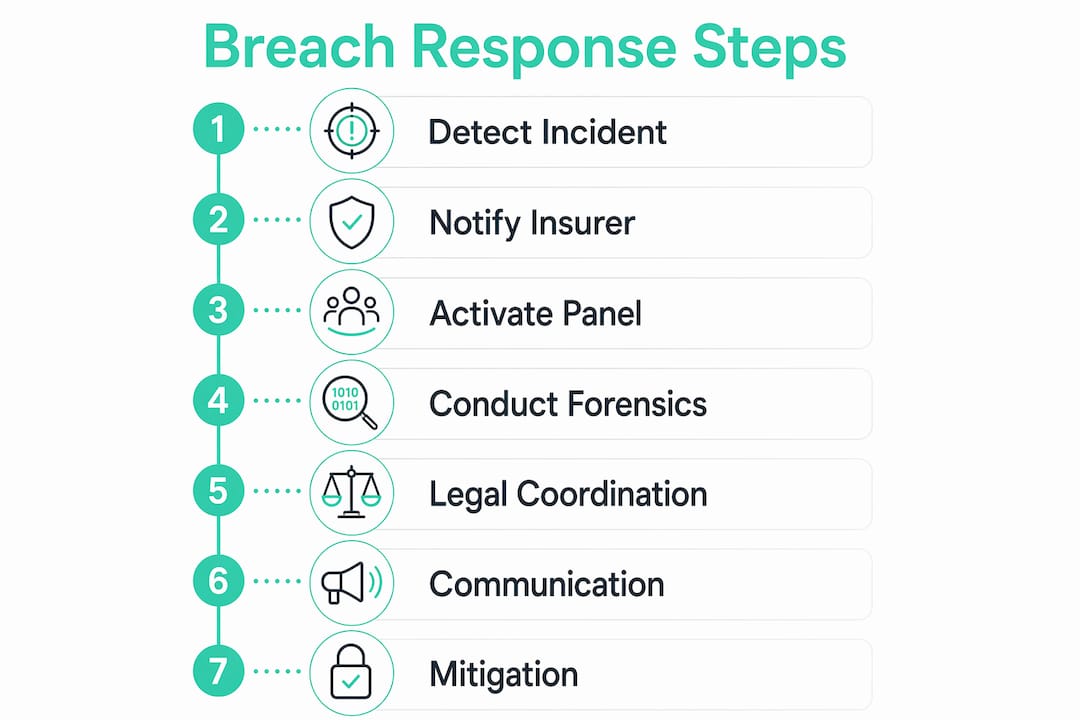 Infographic outlining breach response panel steps