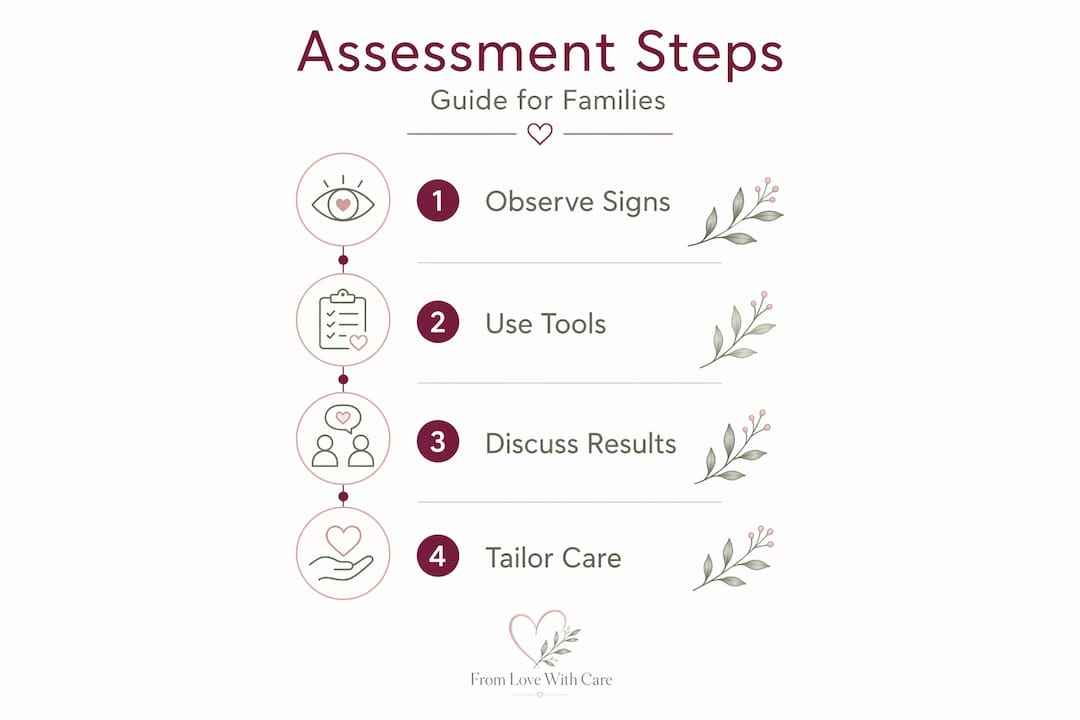 Infographic showing key steps for elder companionship assessment