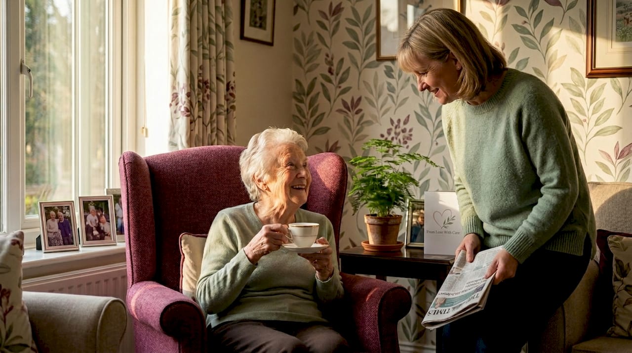 Daughter observes elderly mother’s improved mood