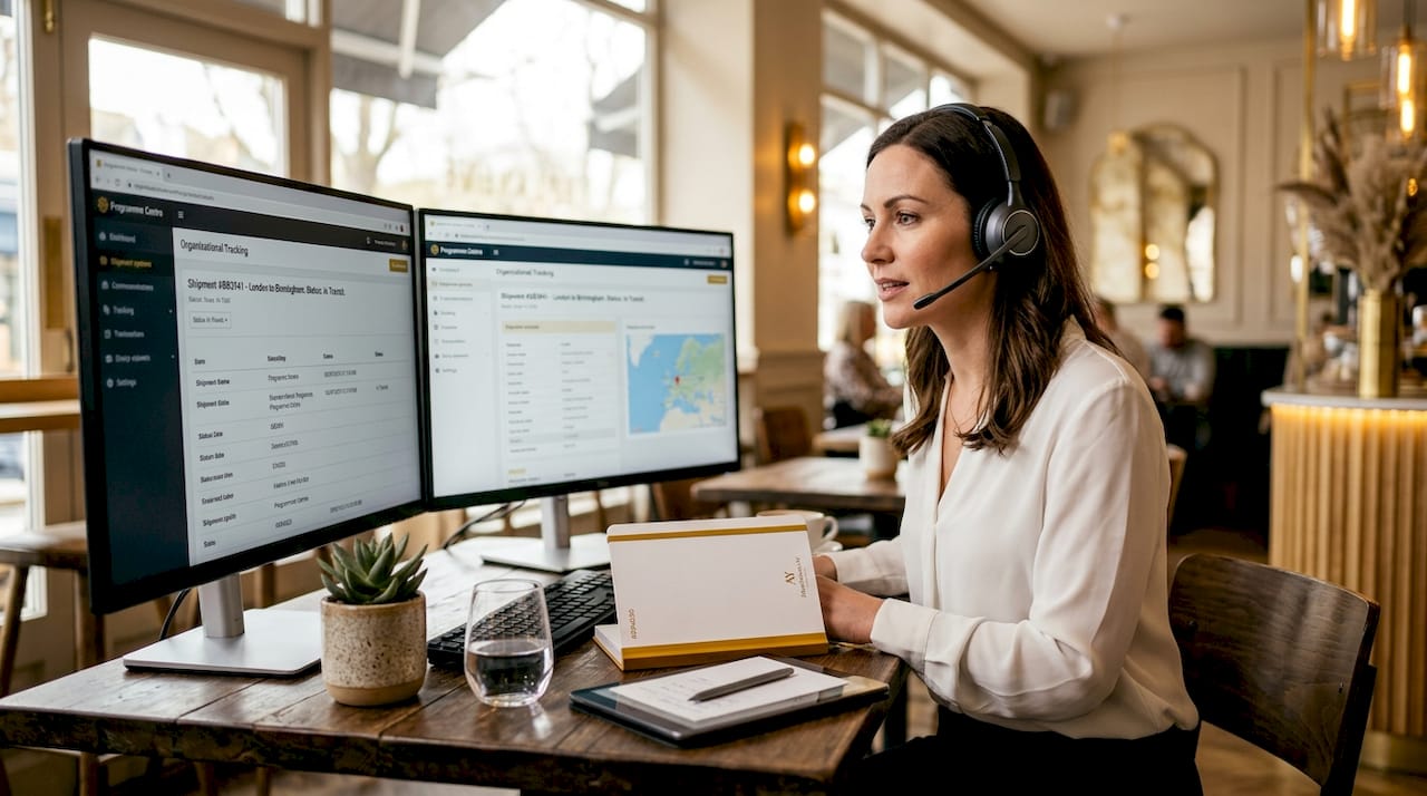 Customer service rep communicating delivery problem