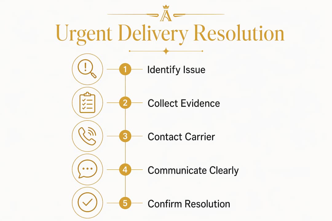 Infographic illustrating urgent delivery resolution steps