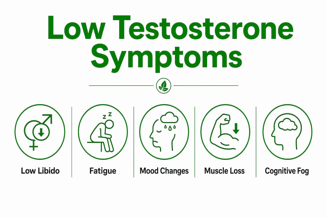 Infographic illustrating low testosterone symptoms