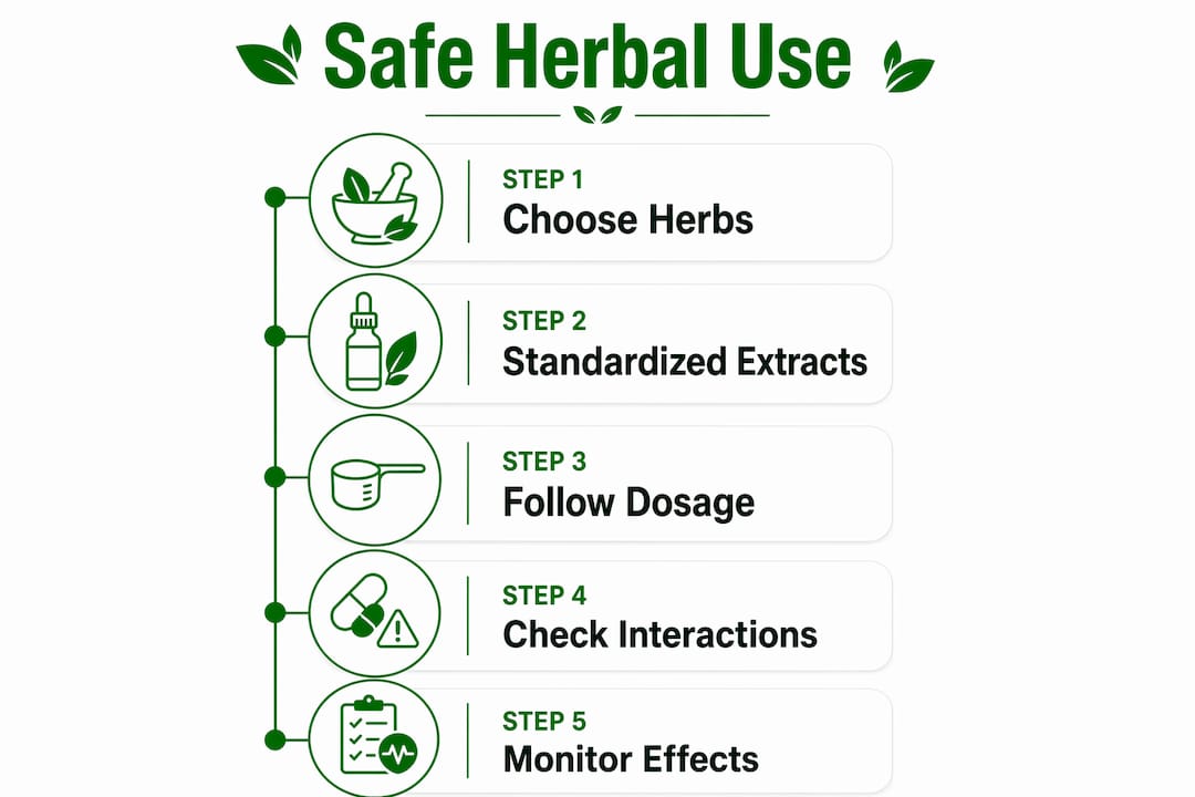 Infographic outlining safe herbal aphrodisiac usage steps