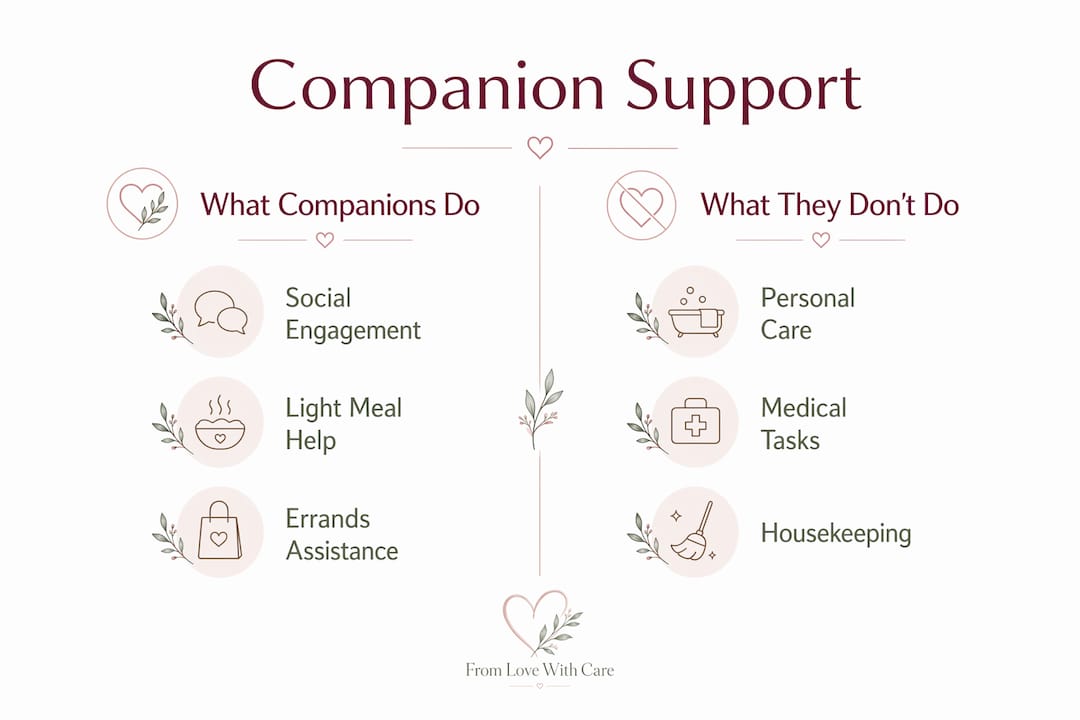 Infographic comparing companion support versus exclusions