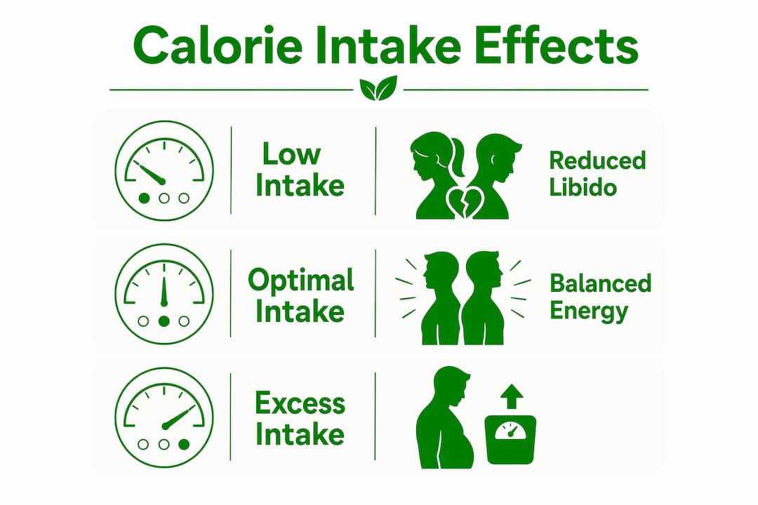 Infographic illustrating calorie intake effects on libido