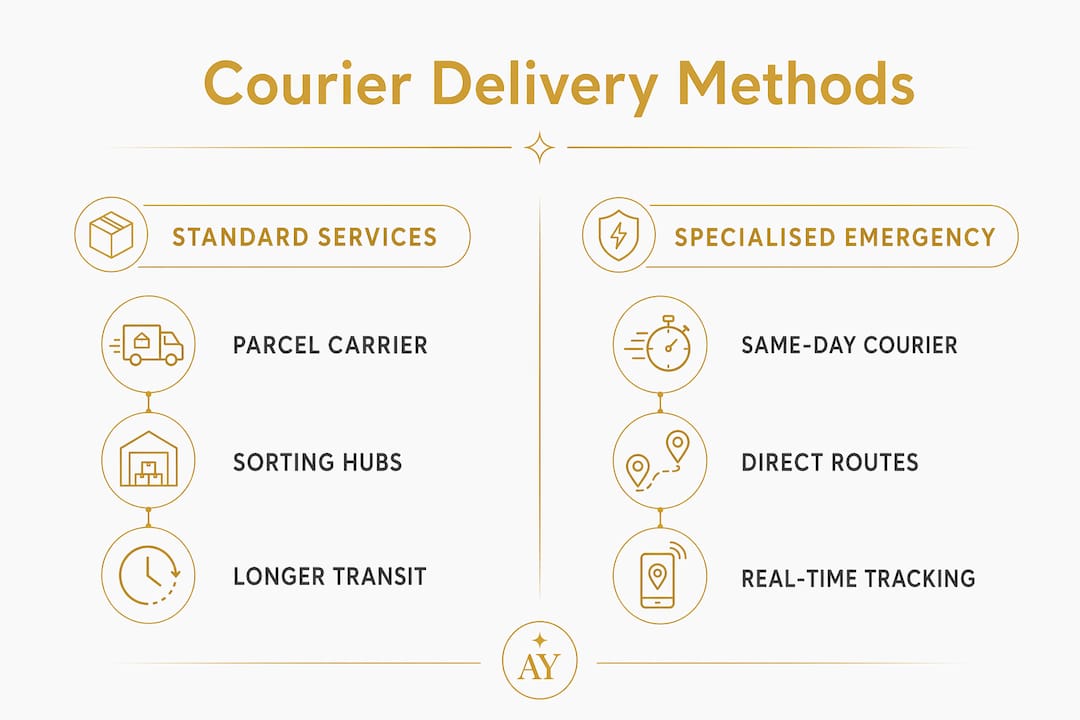 Infographic comparing courier delivery methods