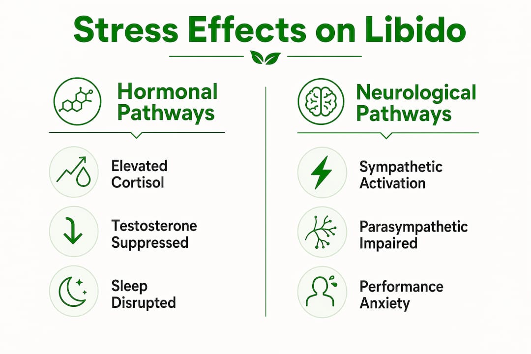 Infographic illustrating hormonal and neurological stress effects