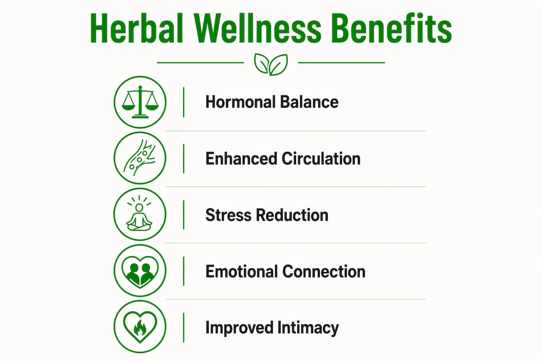 Infographic illustrating stages of herbal wellness benefits