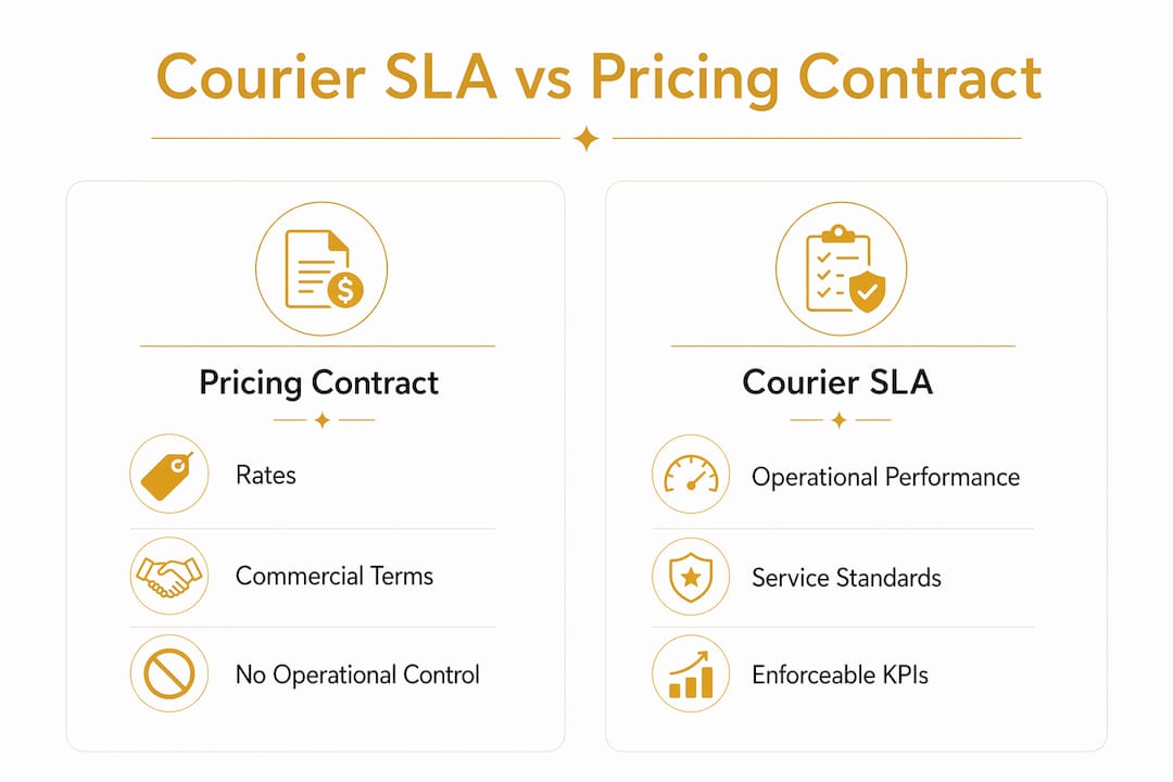 Infographic comparing courier SLA and pricing contract