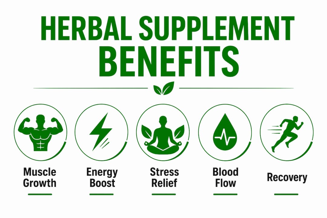 Infographic summarizing herbal supplement benefits