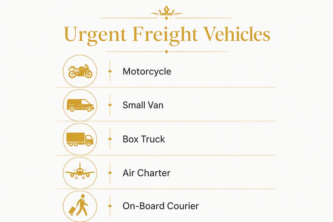 Infographic showing same-day freight vehicle types