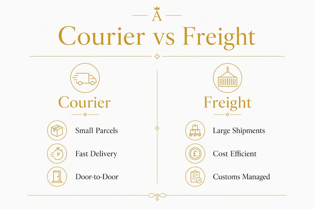Infographic comparing courier and freight services