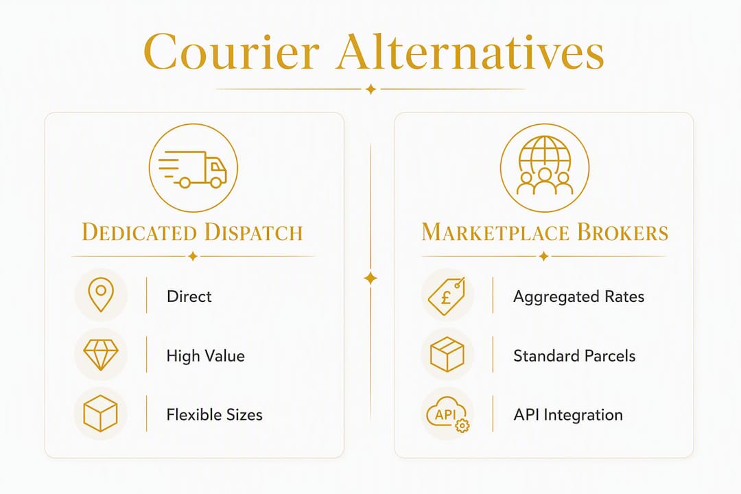 Infographic comparing courier service categories