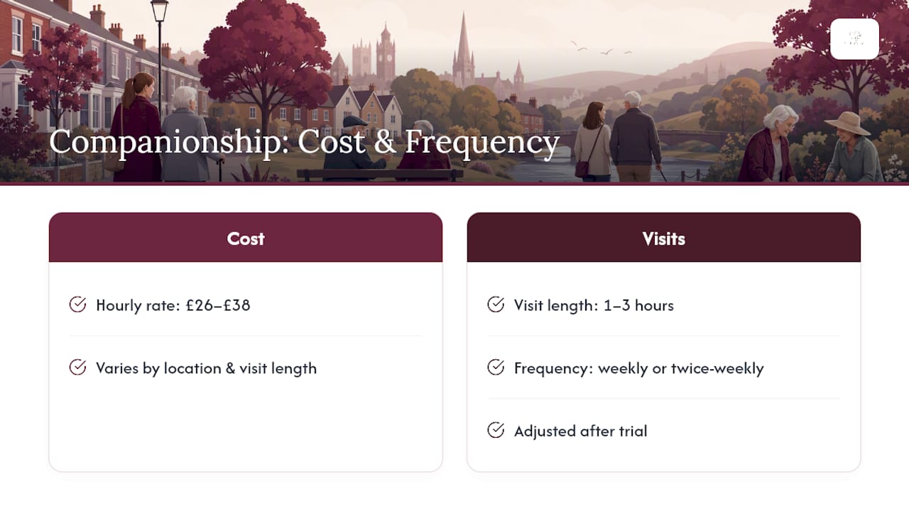 Chart of companionship care costs and visit frequency in UK
