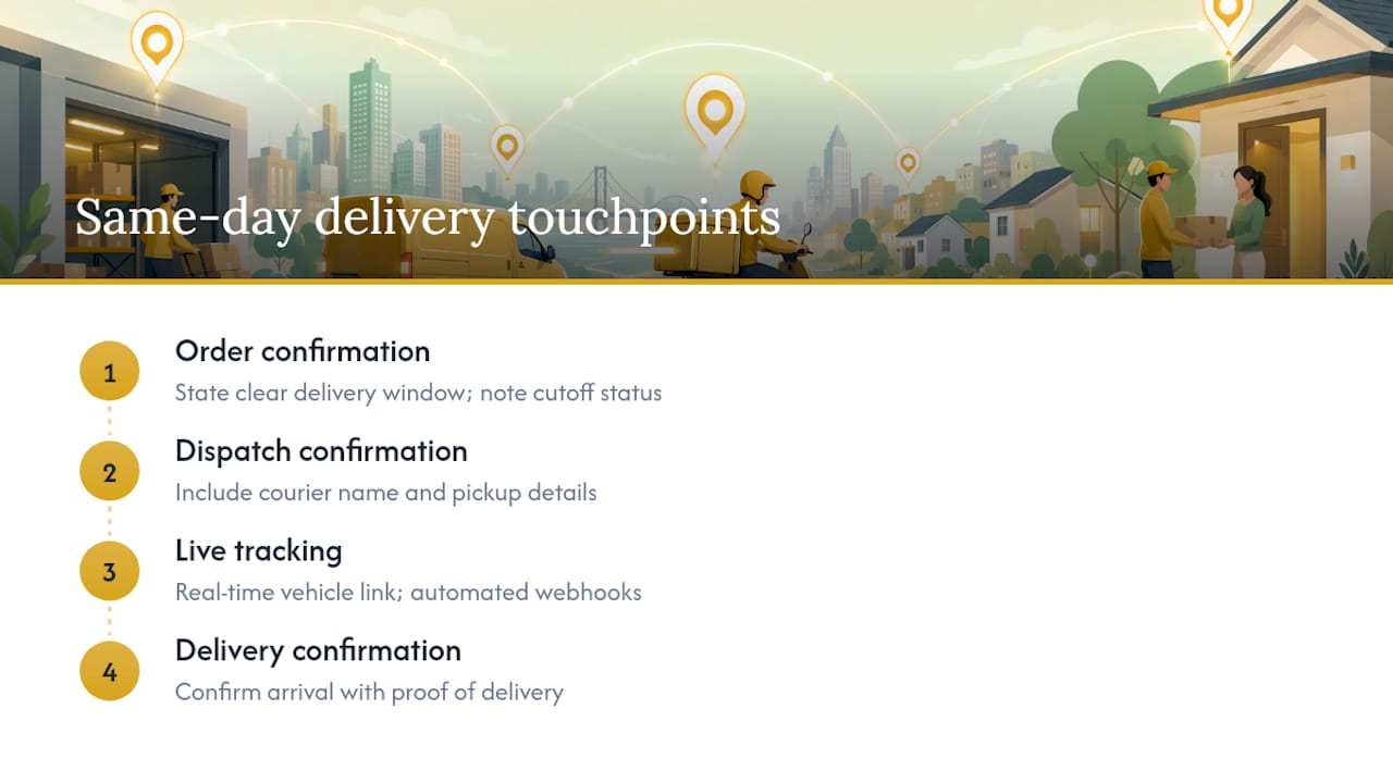 Diagram of same-day delivery communication steps
