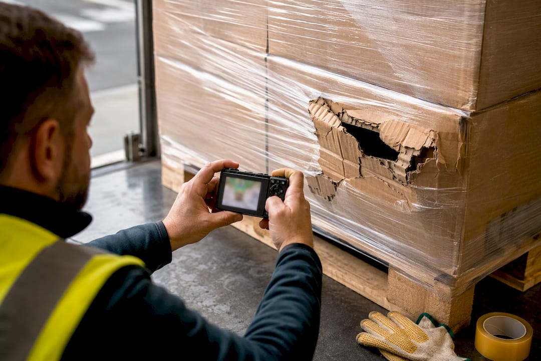 Photographing damaged freight packaging