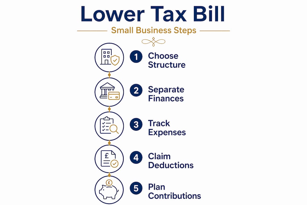 Infographic five steps to reduce small business taxes