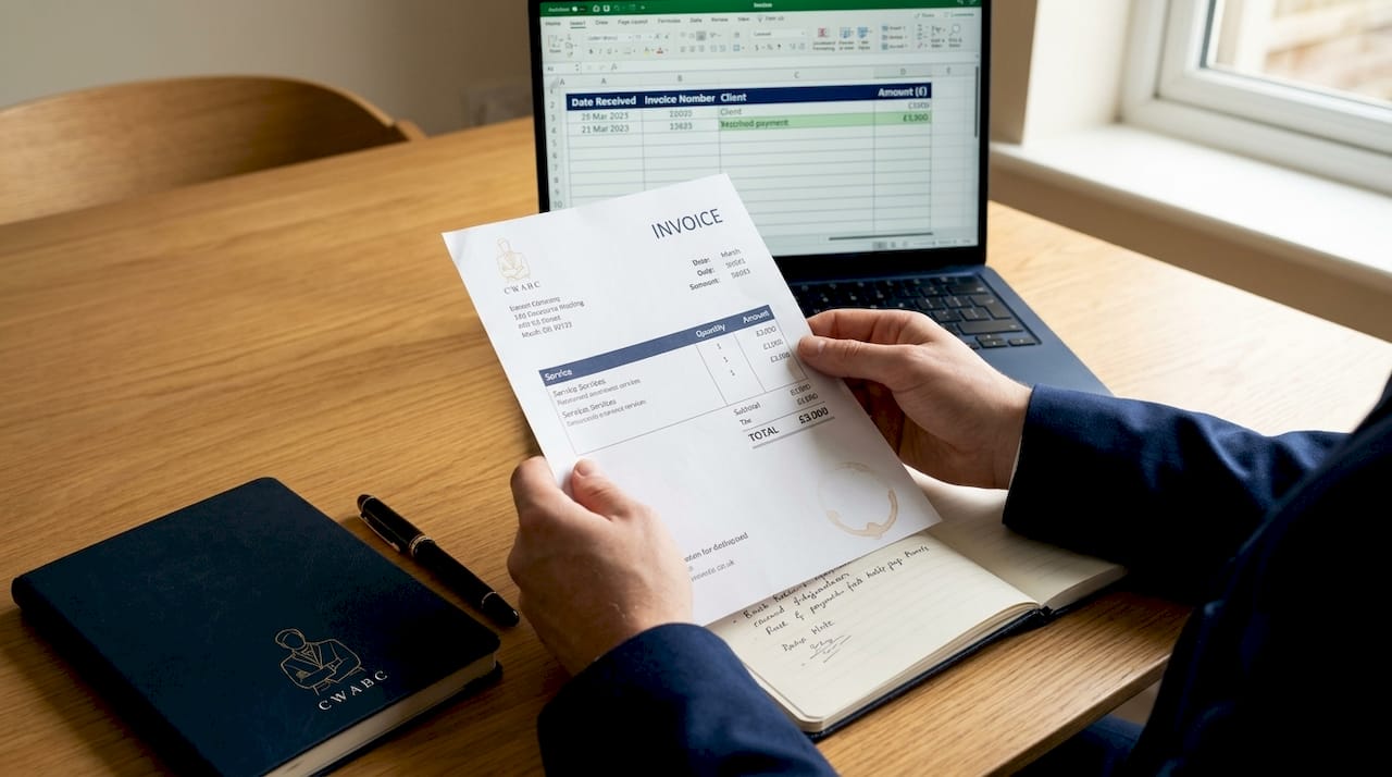 Invoice and payment recording process close-up