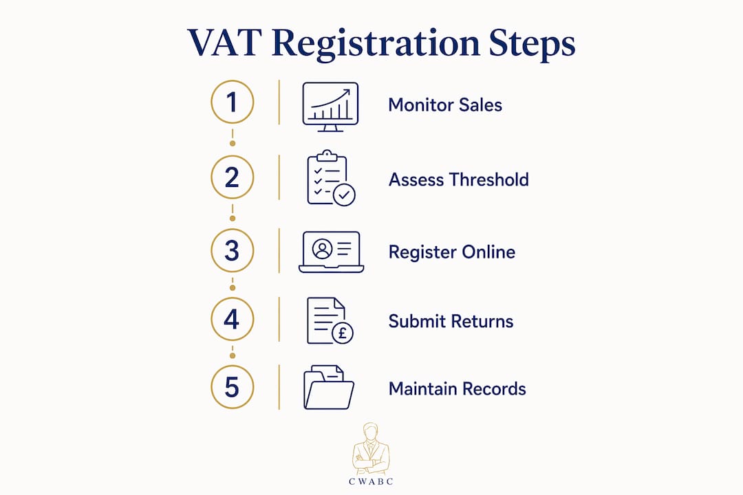 Infographic illustrating VAT registration process steps