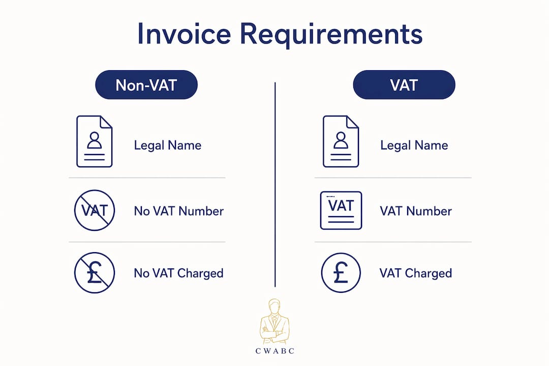 Infographic comparing VAT and non-VAT invoice details
